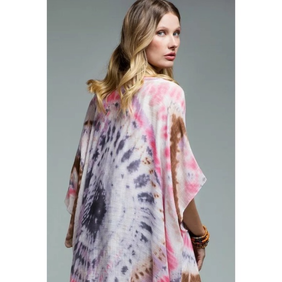 SOLD OUT Dreamer Tie Dye Boho Open Kimono Wrap Top - Picture 3 of 6